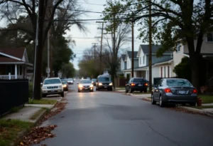 Scene of a residential area affected by a domestic shooting in Nutbush