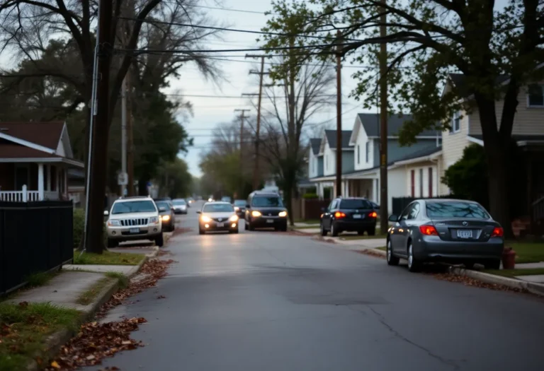 Scene of a residential area affected by a domestic shooting in Nutbush