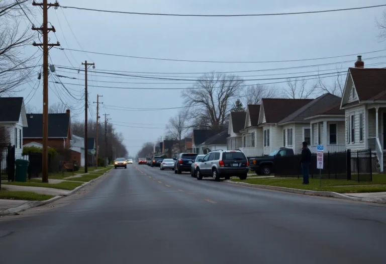 Empty street in Nutbush neighborhood, Memphis, reflecting community concerns after a shooting.