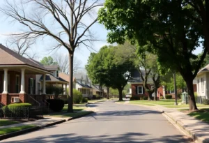 Quiet street in Nutbush neighborhood, Memphis, Tennessee