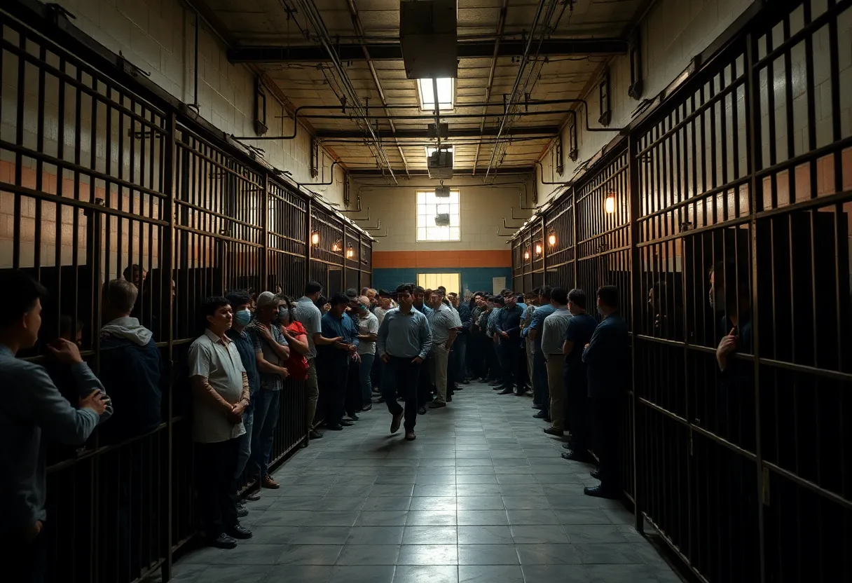 Image depicting overcrowded jail facilities highlighting safety concerns.