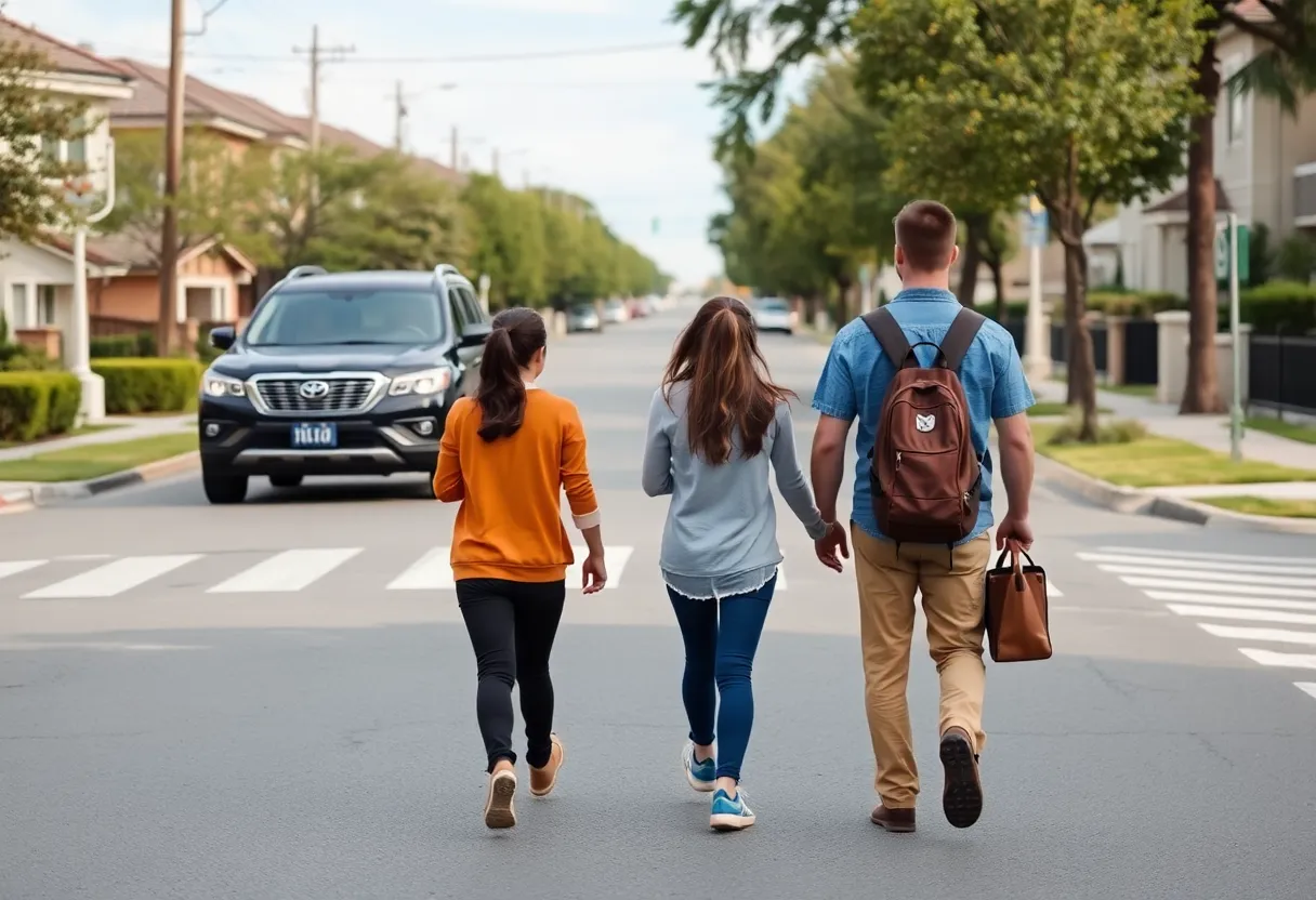 Parkway Village street scene with pedestrian crossing