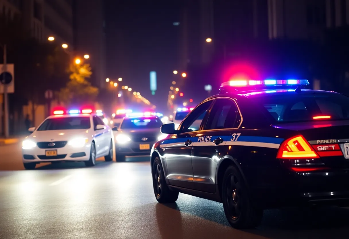 Police cars in pursuit of a suspect vehicle during a robbery incident in Memphis.