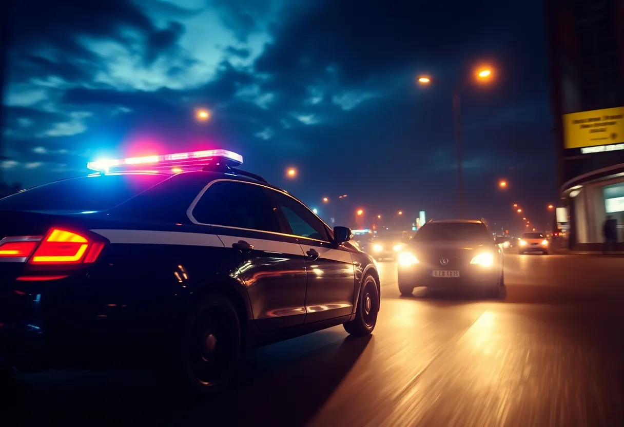 Police vehicle chasing suspects in Memphis