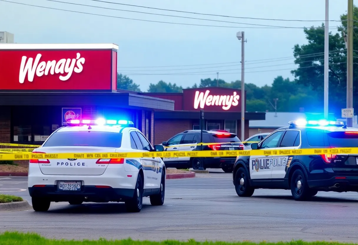 Police cars outside a Wendy's restaurant in Memphis during an investigation