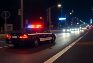 Police car pursuing a stolen vehicle in Memphis