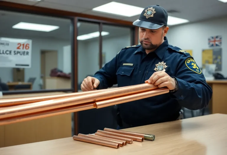 Copper tubing recovered by police in a metal theft operation