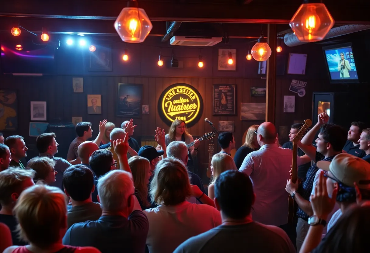 Crowd enjoying a live concert by Robert Allen Parker and Trouble No More