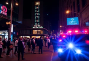 Police lights at a hotel scene in Memphis