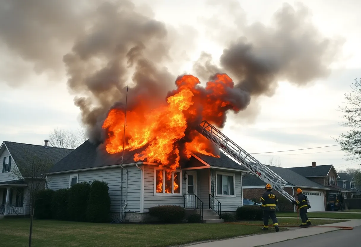Firefighters battling a house fire in South Memphis