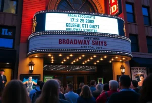 Exterior of the Tennessee Theatre with Broadway season announcement