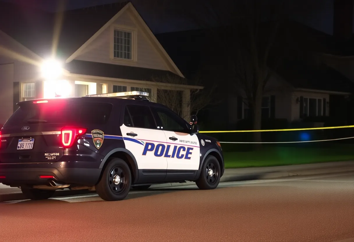 Police car at the scene of home invasion in Tipton County