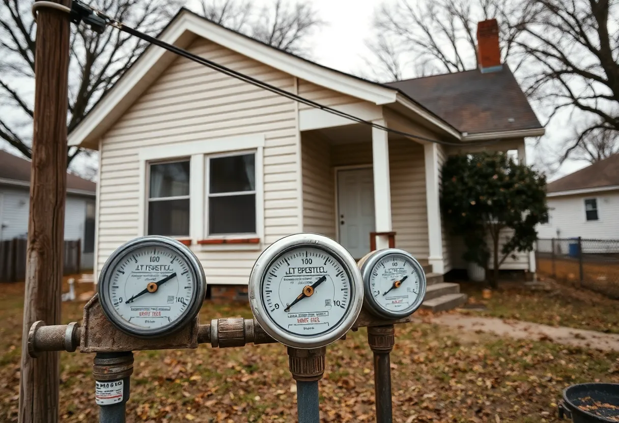 Vacant property in Memphis with utility meters