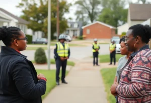 Community members discussing neighborhood safety in Whitehaven.