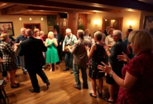 Crowd enjoying live swing music at Wyly Bigger's event