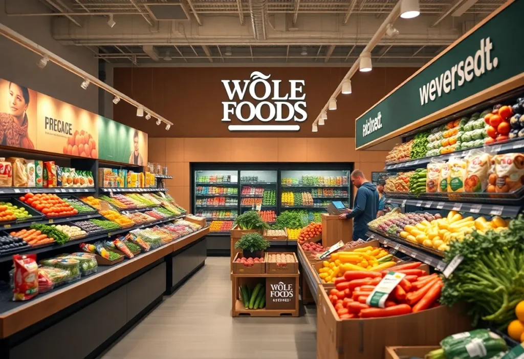 Innovative grocery store featuring delivery services and Whole Foods branding.