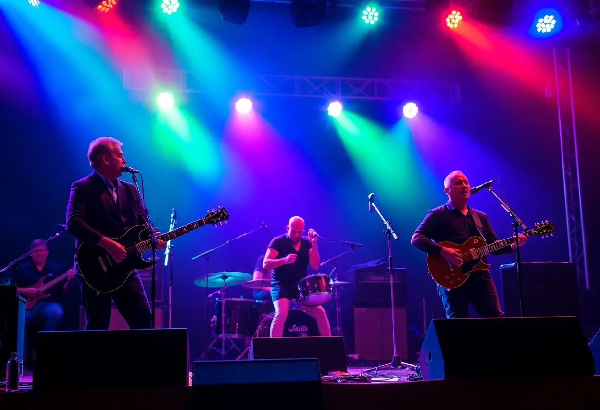 Live blues performance showcasing musicians on stage