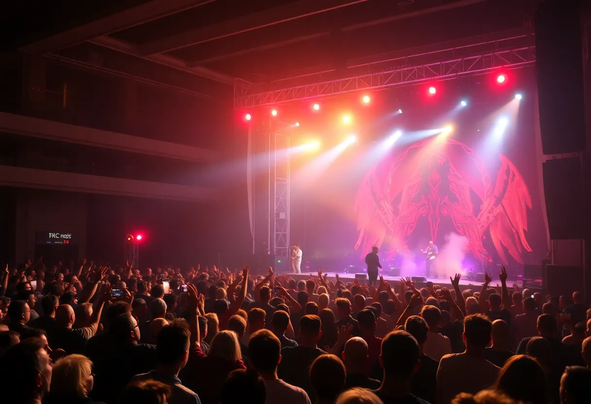 Concert crowd enjoying Bruno Mars Romantic Tour performance