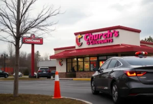 Drive-thru area of Church's Chicken in Memphis