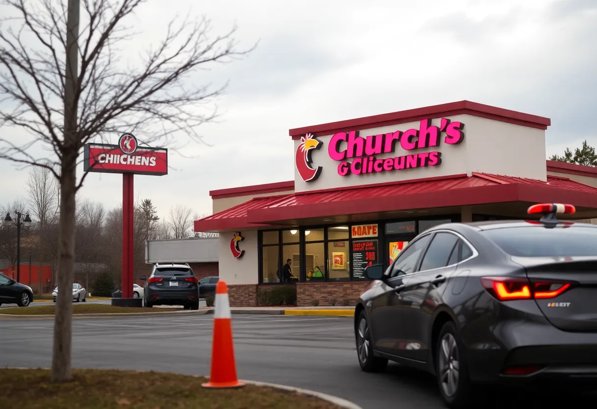 Drive-thru area of Church's Chicken in Memphis