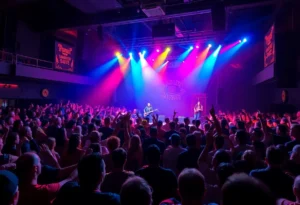 Fans enjoying a live concert by David Lee Roth at Graceland Soundstage.