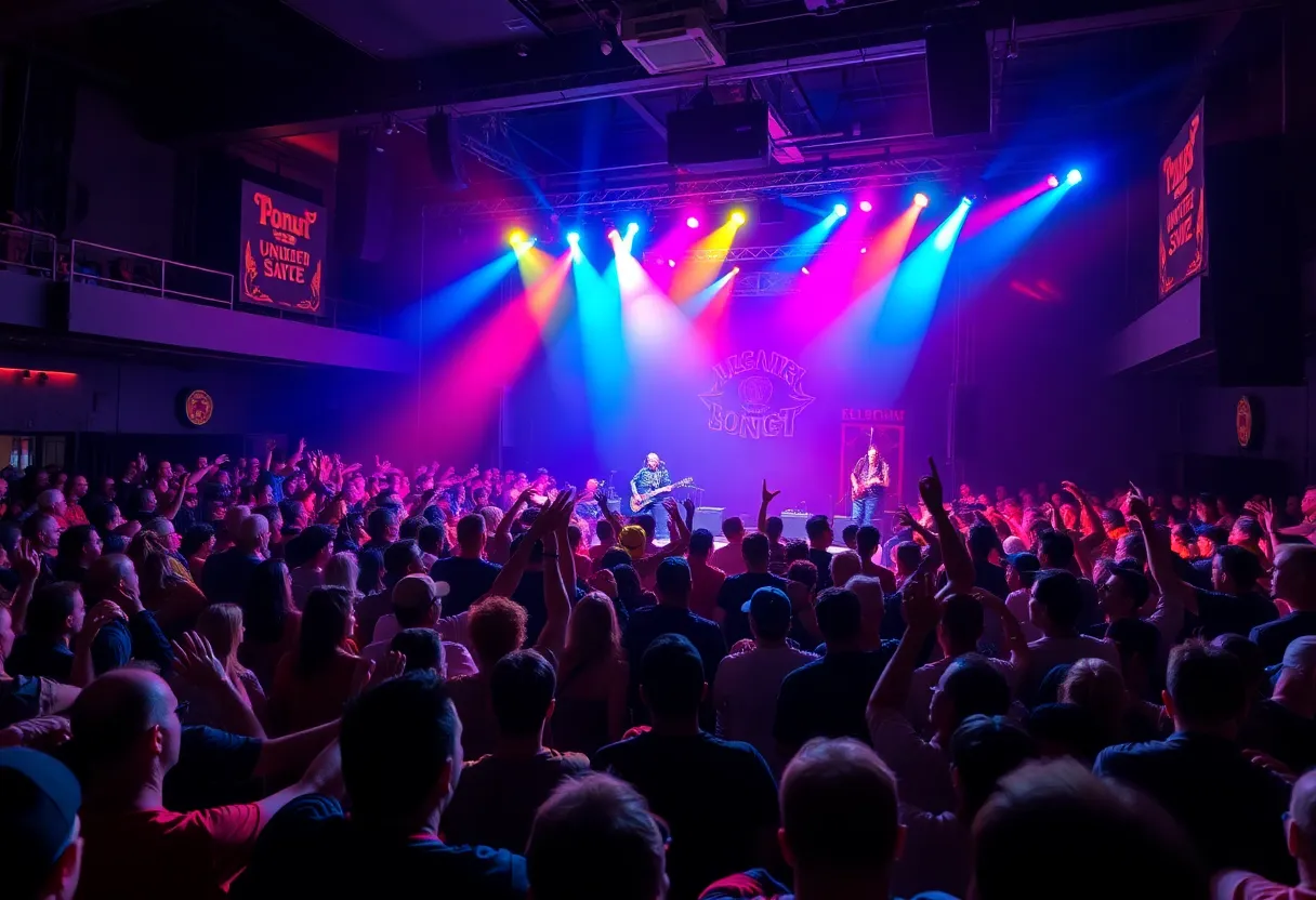 Fans enjoying a live concert by David Lee Roth at Graceland Soundstage.