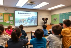 Students learning about endangered species at Memphis Zoo