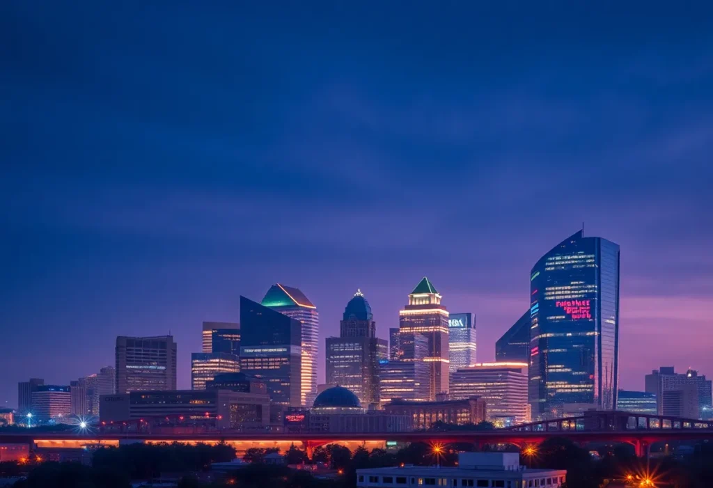 Abstract finance theme with Memphis skyline