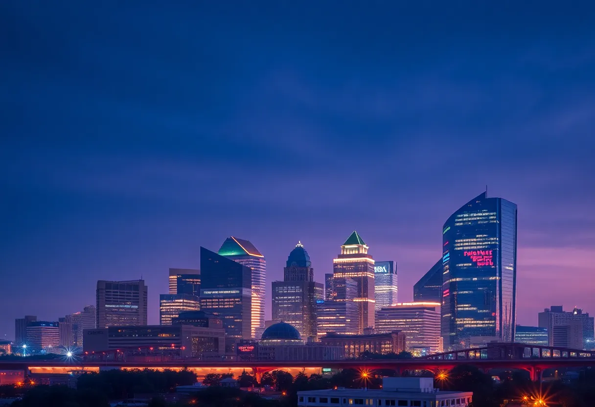 Abstract finance theme with Memphis skyline