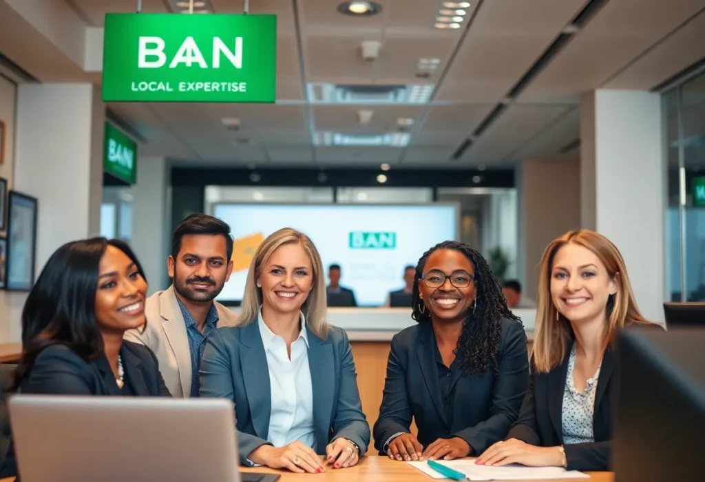 First Horizon leadership team collaborating in a modern banking office