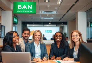 First Horizon leadership team collaborating in a modern banking office