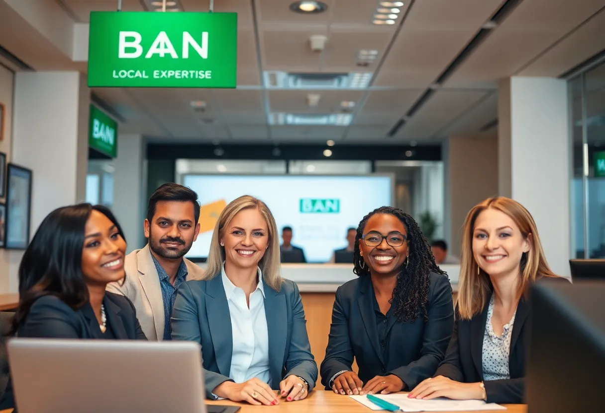 First Horizon leadership team collaborating in a modern banking office