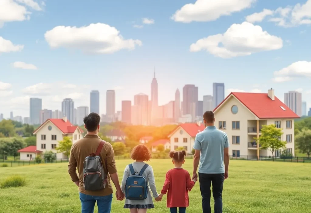 Conceptual image of families exploring housing options.