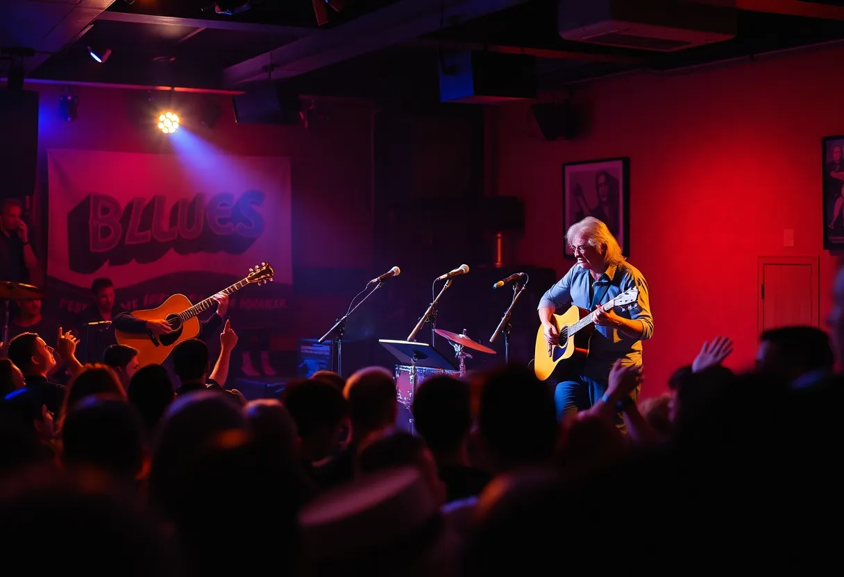 Blues musicians performing on stage