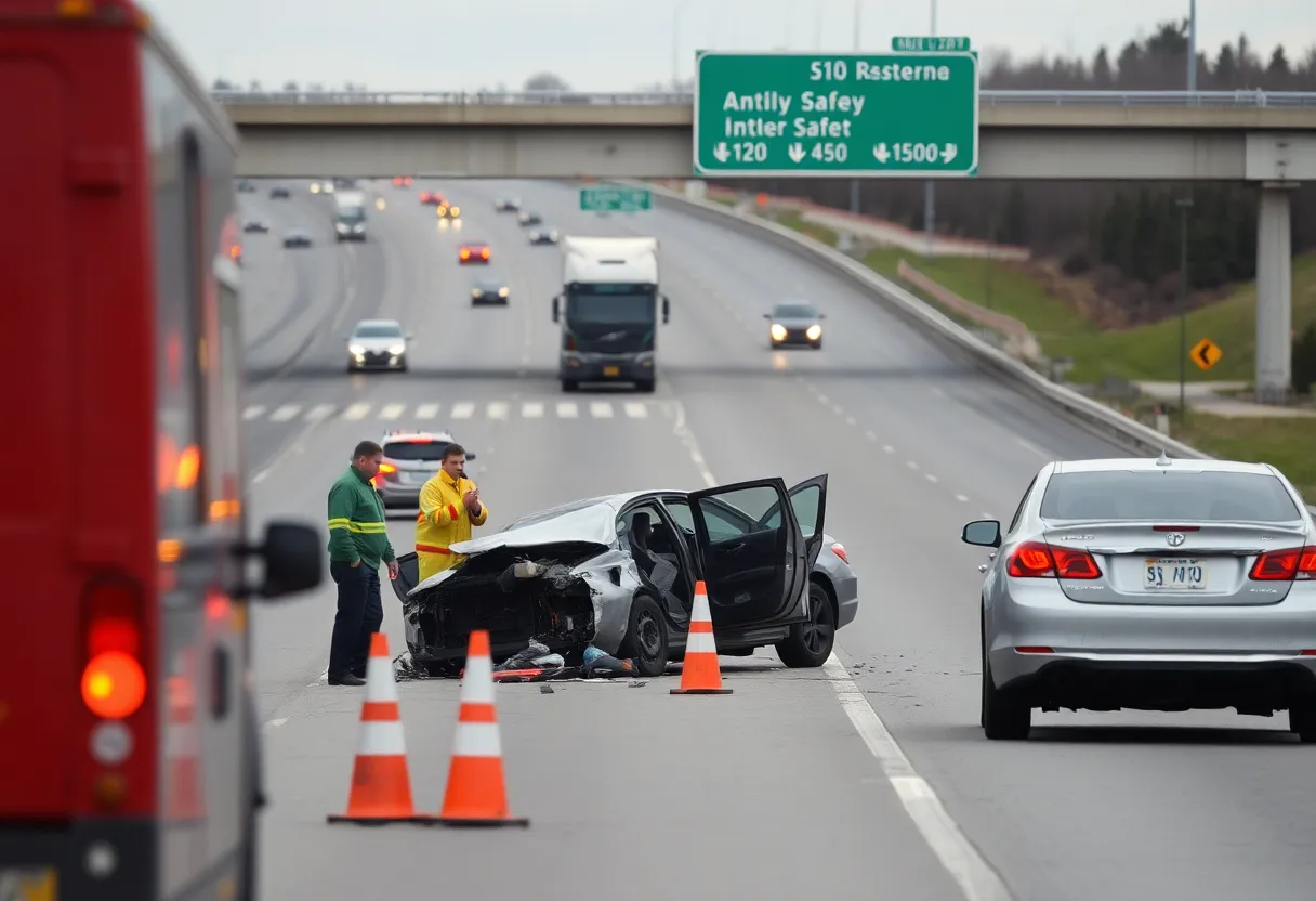 Emergency responders at the scene of an I-240 crash in Memphis