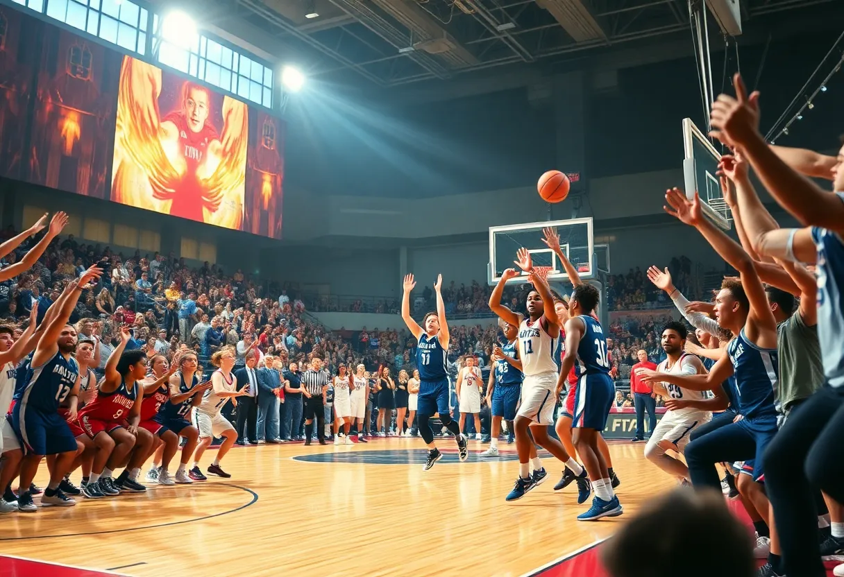 Basketball players in action during Knicks vs Nets game