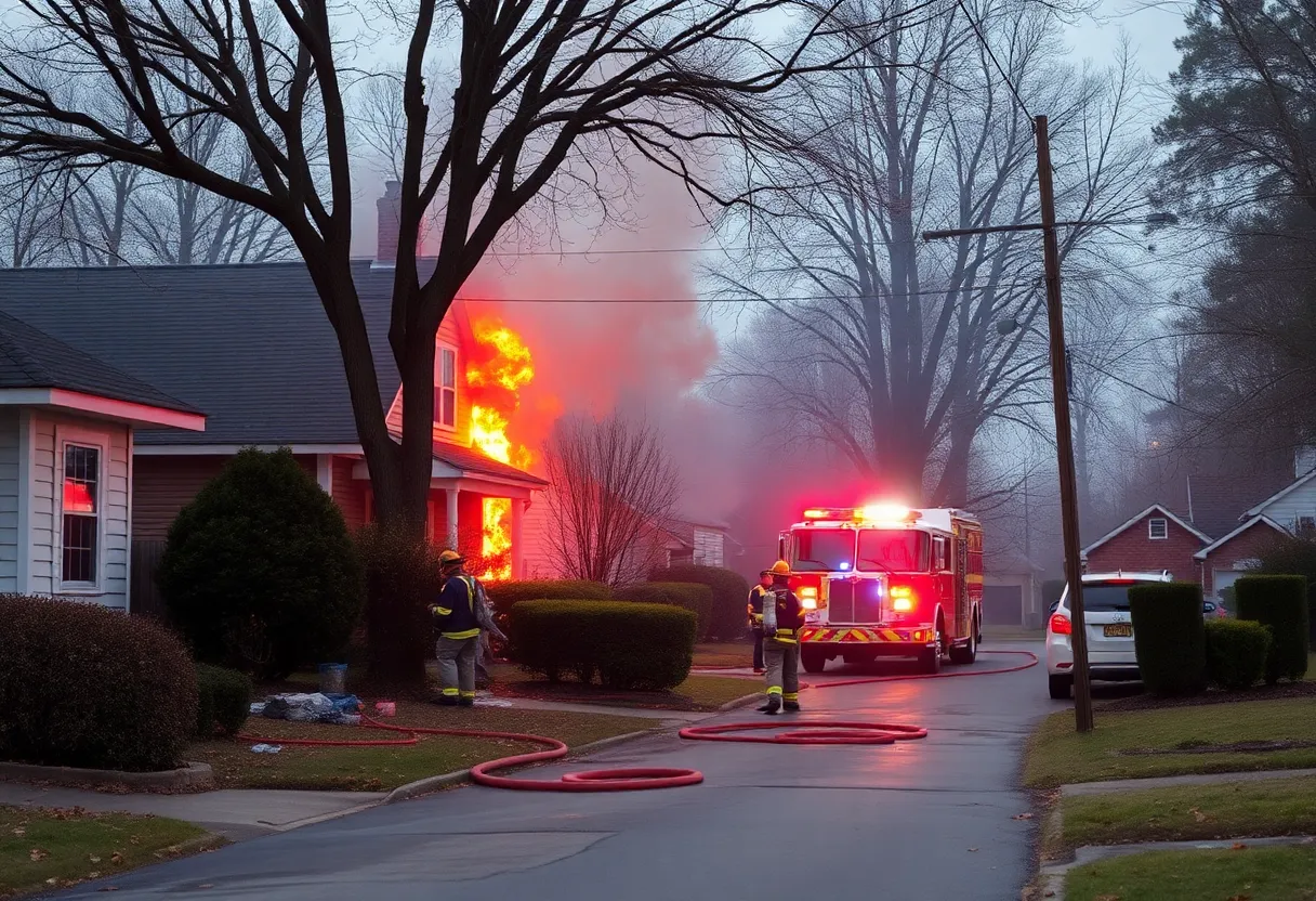 Firefighters working at an extinguished fire scene in Memphis.