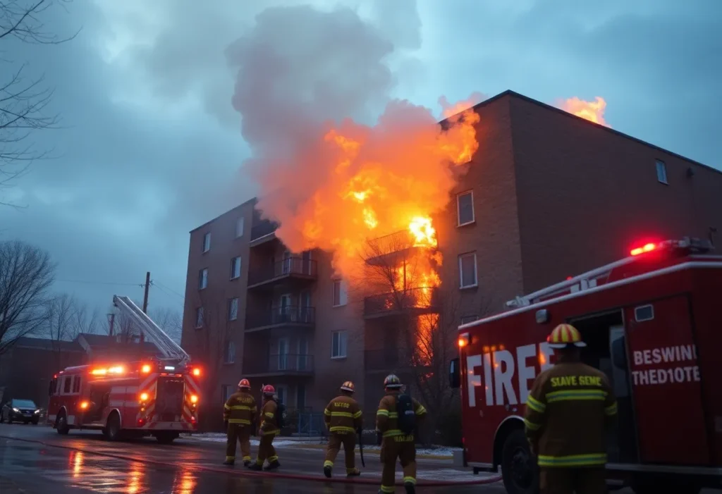 Firefighters battling a blaze at an apartment complex in Memphis