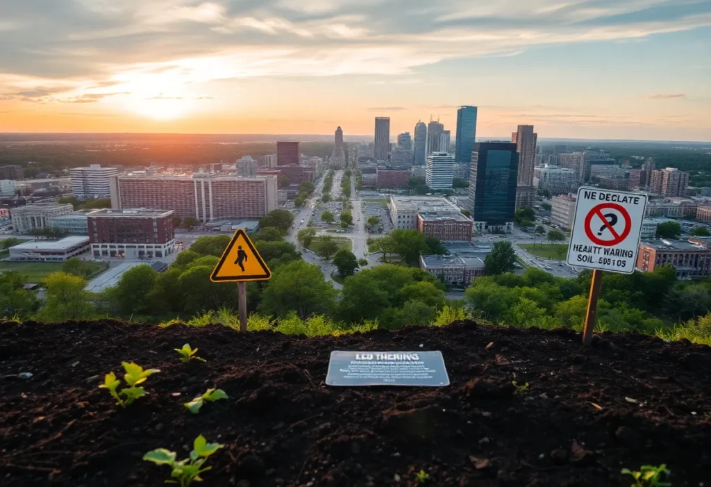 View of Memphis, Tennessee emphasizing public health warnings