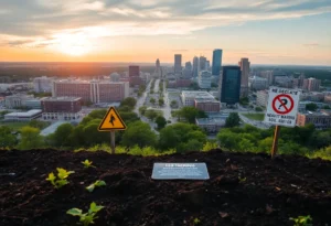 View of Memphis, Tennessee emphasizing public health warnings