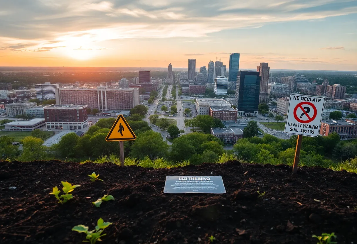 View of Memphis, Tennessee emphasizing public health warnings