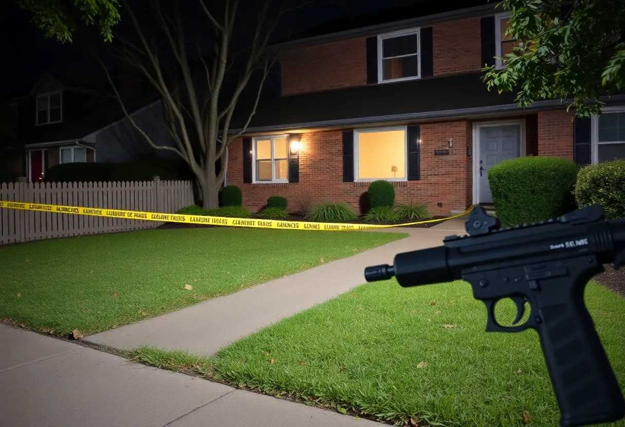 A nighttime view of a Memphis home with security measures visible outside