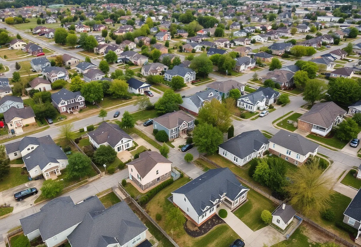 Aerial view of diverse homes in Memphis, showcasing the housing market trends.