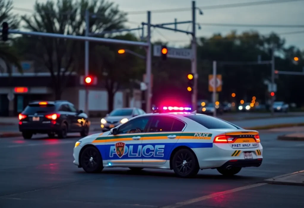 Traffic scene in Memphis involving police vehicles