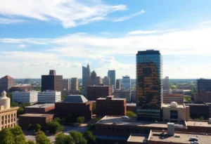 Scenic view of Memphis with clear skies and clouds on the horizon