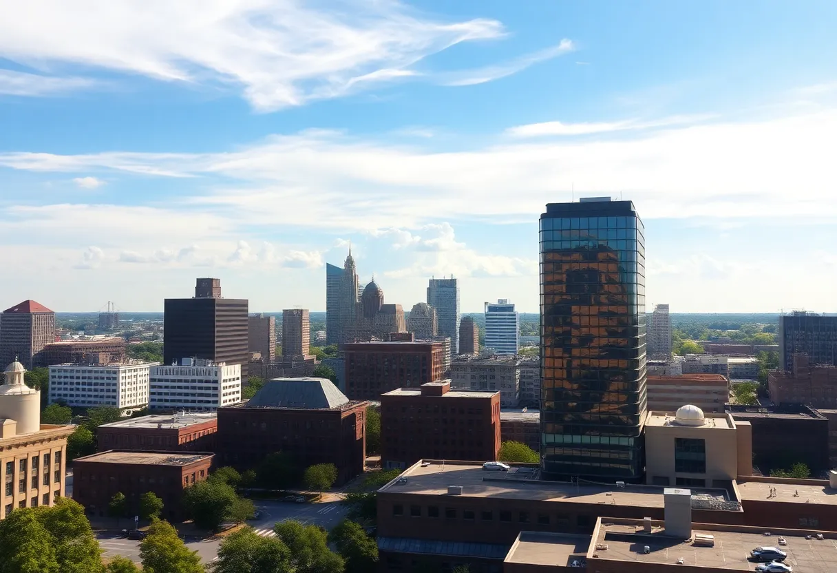 Scenic view of Memphis with clear skies and clouds on the horizon