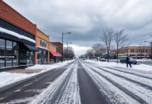 Winter storm in Memphis with snow and icy conditions