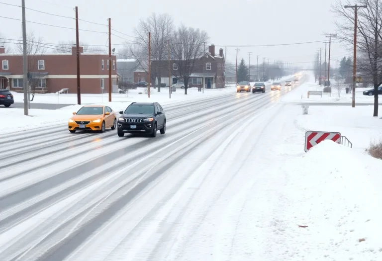 Icy streets and snow-covered landscape in Memphis after a winter storm