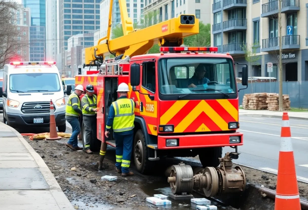 MLGW workers repairing a water main break in South Memphis.