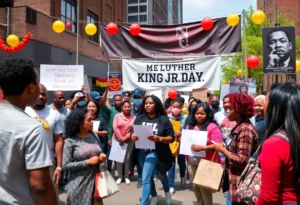 A gathering in Memphis celebrating Martin Luther King Jr. Day with community activities.